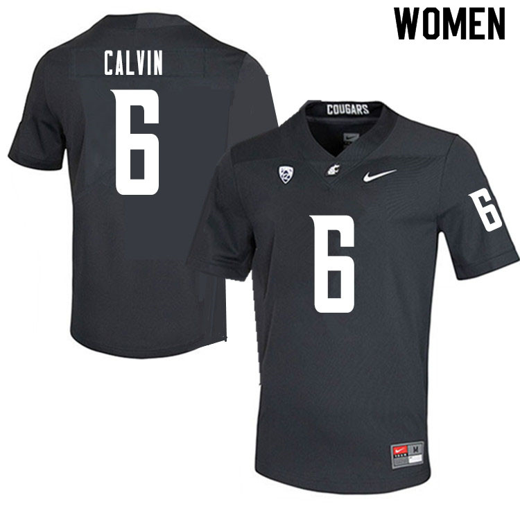 Women #6 Jamire Calvin Washington State Cougars College Football Jerseys Sale-Charcoal - Click Image to Close